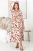 Amaya Midi Dress - Shirred Cap Sleeve A Line Dress in Charis Print Rust sold by Salty Crush