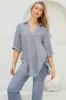 Beachly Shirt - Folded Collar Button Down Relaxed Shirt In Cloudy Blue sold by Salty Crush