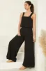 True Jumpsuit - Square Neckline Overall Jumpsuit in Black sold by Salty Crush