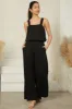 True Jumpsuit - Square Neckline Overall Jumpsuit in Black sold by Salty Crush