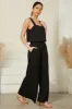 True Jumpsuit - Square Neckline Overall Jumpsuit in Black sold by Salty Crush