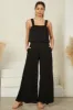 True Jumpsuit - Square Neckline Overall Jumpsuit in Black sold by Salty Crush