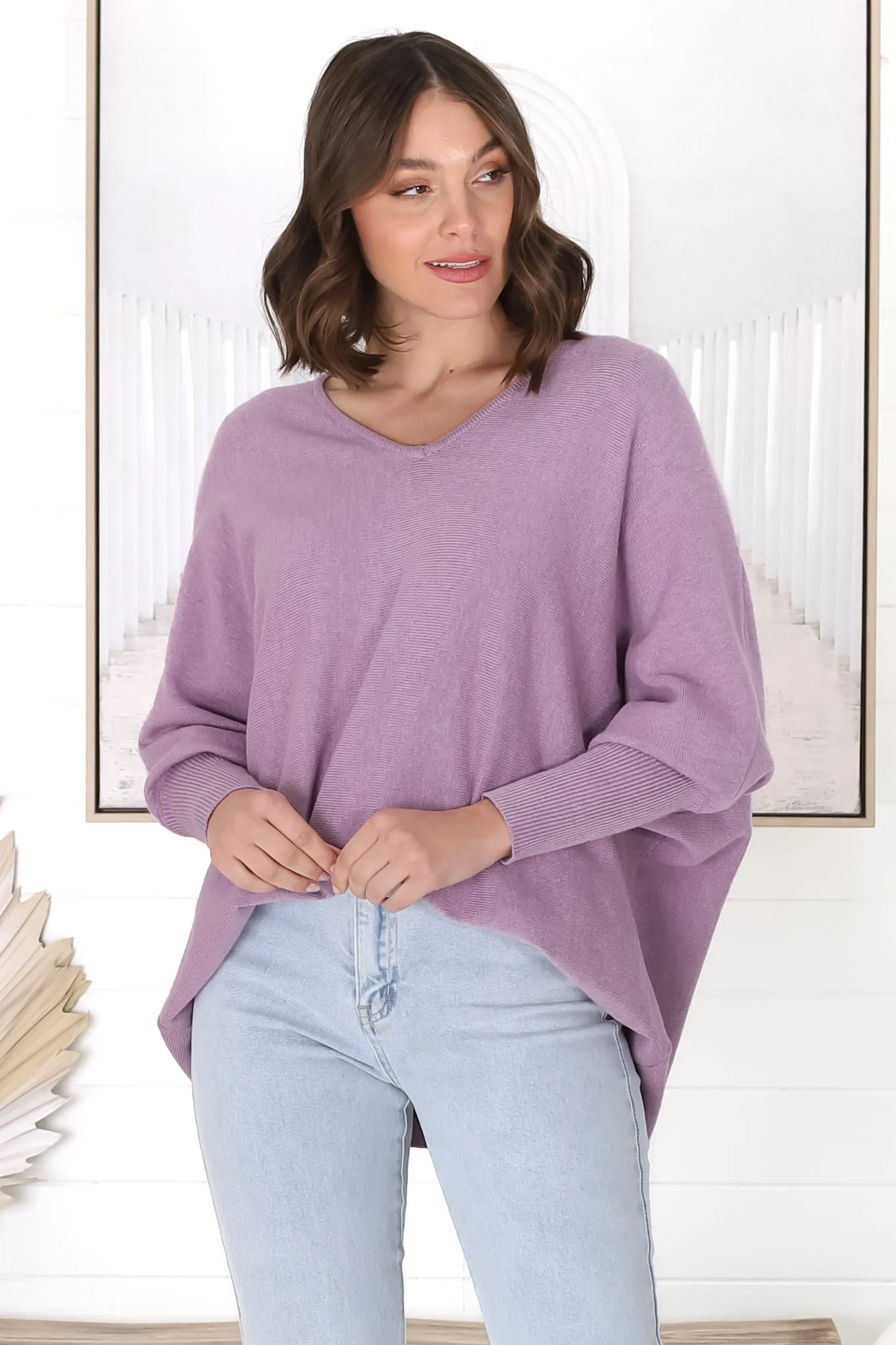 Pier Jumper - Oversized Batwing Knit Jumper in Lilac sold by Salty Crush