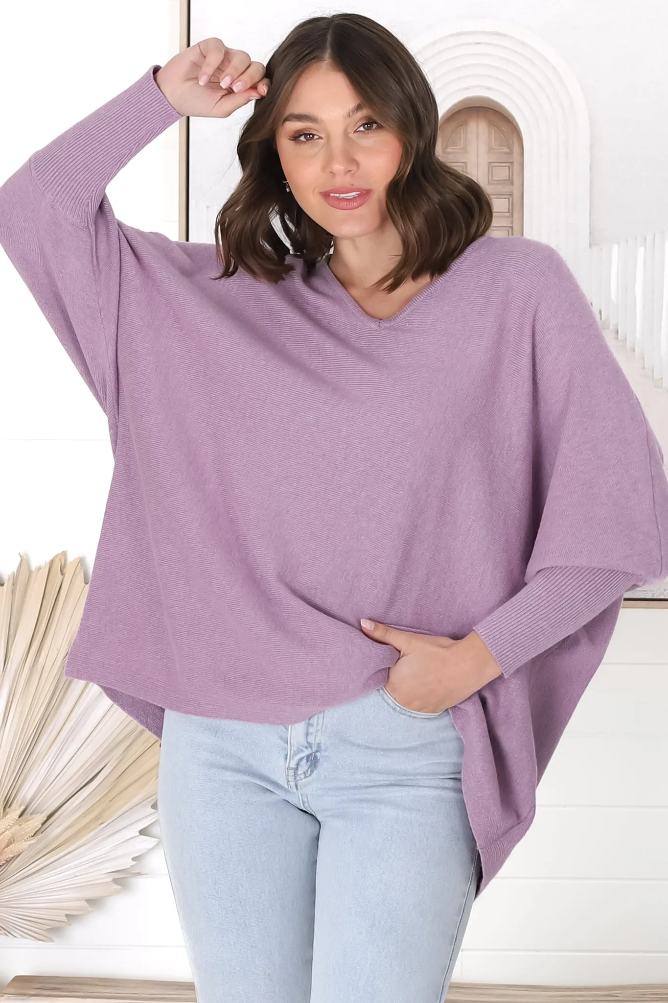 Pier Jumper - Oversized Batwing Knit Jumper in Lilac sold by Salty Crush product image thumbnail 5