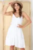 Opheria Mini Dress - Adjustable Strap Tiered Sun Dress in White sold by Salty Crush