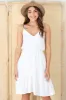 Opheria Mini Dress - Adjustable Strap Tiered Sun Dress in White sold by Salty Crush