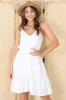 Opheria Mini Dress - Adjustable Strap Tiered Sun Dress in White sold by Salty Crush