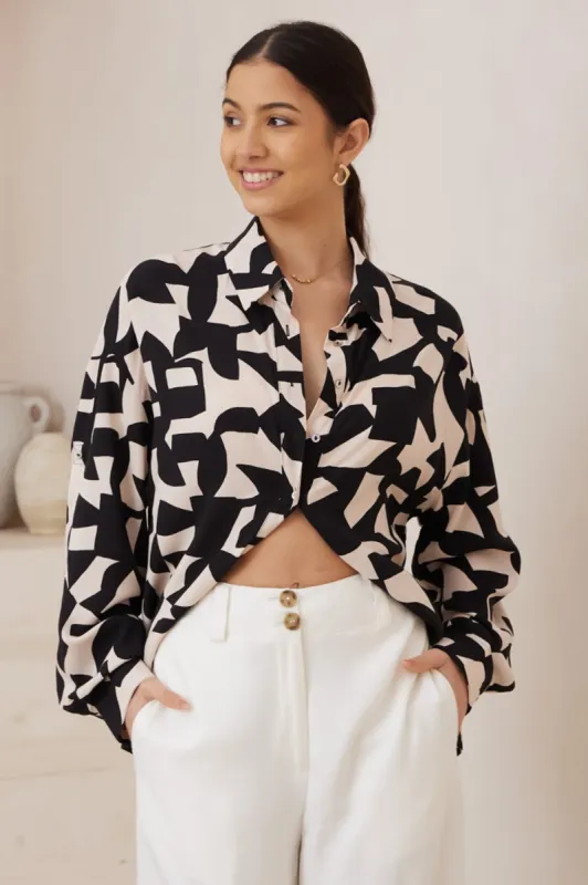 Billi Shirt  - Long Sleeve Button Down in Adley Print sold by Salty Crush