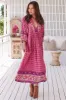 JAASE - Boheme Midi Dress: Piping Defined Bust Slimline Smock Dress In Jolene Print sold by Salty Crush