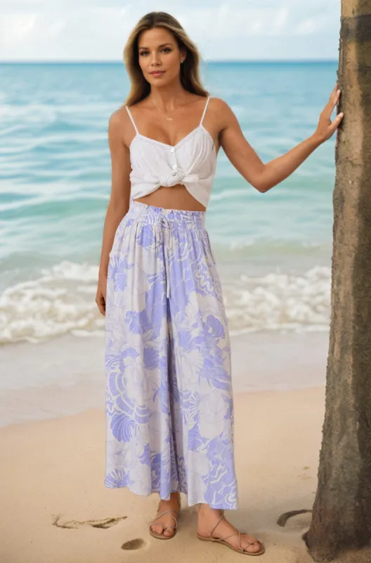 Mezza Pants - Paper Bag High Waisted Wide Leg Pant In Marcella Print sold by Salty Crush