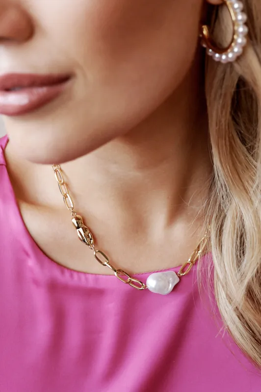 Baroque Pearl Chain Necklace sold by Salty Crush