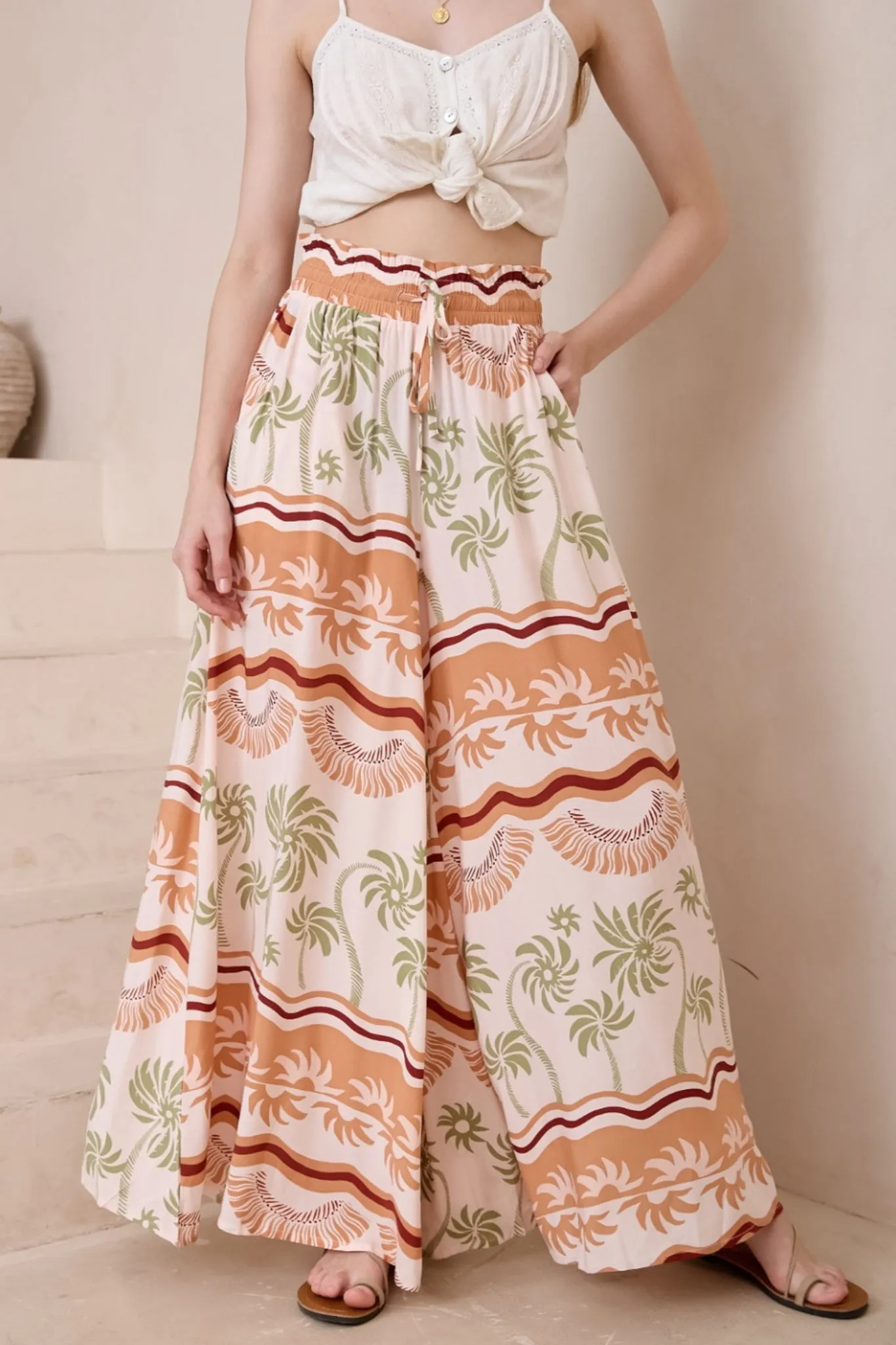 Charli Pants - Paper Bag High Waisted Wide Leg Pants in Amery Print sold by Salty Crush product image thumbnail 2