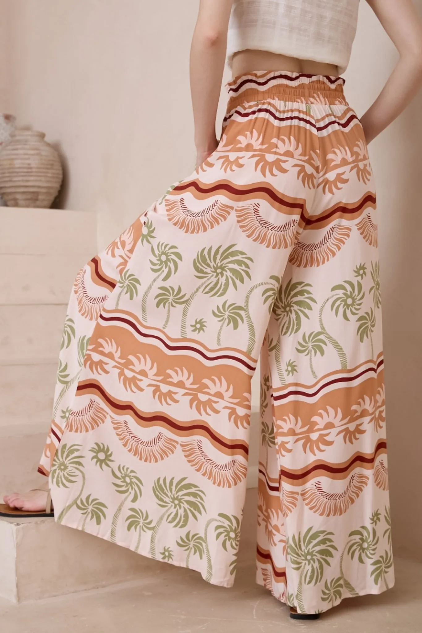 Charli Pants - Paper Bag High Waisted Wide Leg Pants in Amery Print sold by Salty Crush product image thumbnail 4