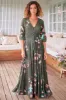 Indiana Maxi Dress - Lace Back Shirred Waist A Line Dress with Handkerchief Hemline in Birds Paradise Print sold by Salty Crush