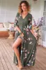 Indiana Maxi Dress - Lace Back Shirred Waist A Line Dress with Handkerchief Hemline in Birds Paradise Print sold by Salty Crush
