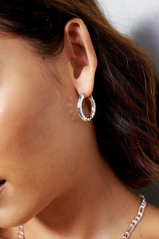 Chloe Hammered Hoops - Silver sold by Salty Crush