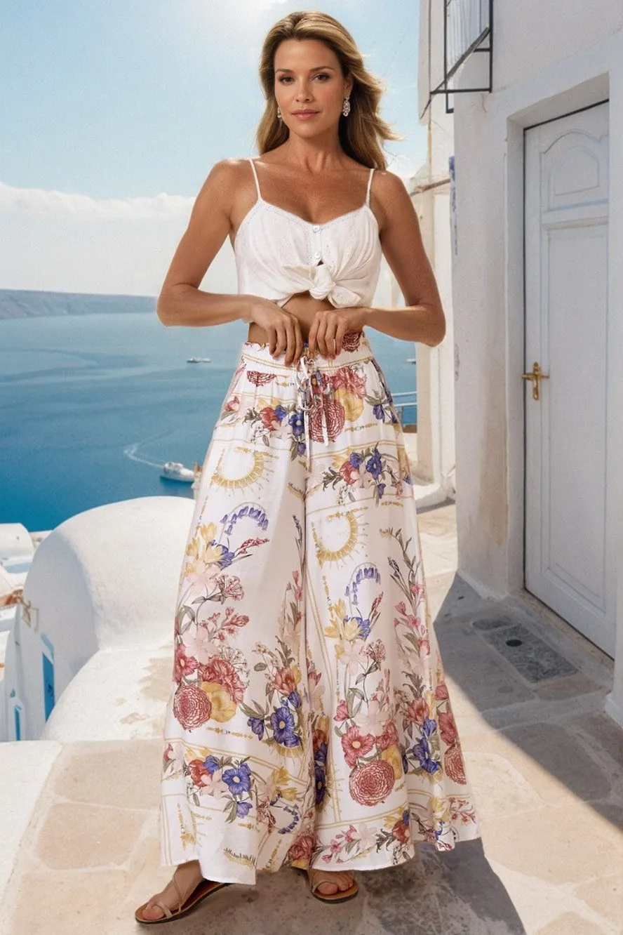 Charli Pants - Paper Bag High Waisted Wide Leg Pants in Adelia Print sold by Salty Crush