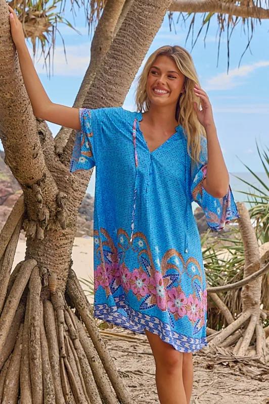JAASE - Bree Mini Dress: Handkerchief Sleeve Shift Dress in Clovelly Print sold by Salty Crush