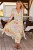 Indiana Maxi Dress - Lace Back Shirred Waist A Line Dress with Handkerchief Hemline in Fantasy Print sold by Salty Crush