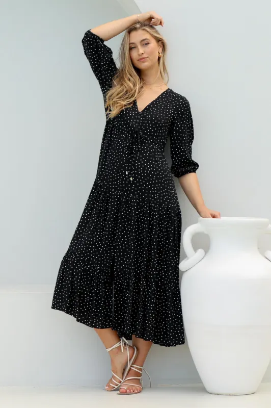 Montania Maxi Dress - Buttoned Bodice Pull in Waist Dress sold by Salty Crush