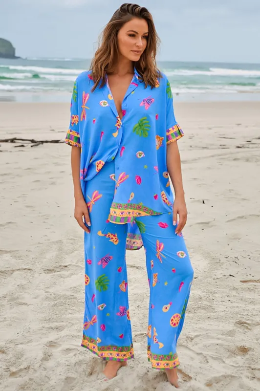 Jax Pants - High Waisted Straight Leg Pant in Mati Print sold by Salty Crush