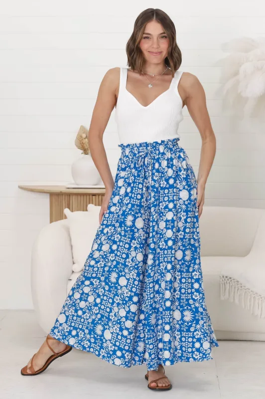 Mezza Pants - Paper Bag High Waisted Wide Leg Pant In Ember Print sold by Salty Crush