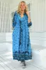 JAASE - Boheme Midi Dress: Piping Defined Bust Slimline Smock Dress In Texas Sky Print sold by Salty Crush