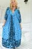 JAASE - Boheme Midi Dress: Piping Defined Bust Slimline Smock Dress In Texas Sky Print sold by Salty Crush