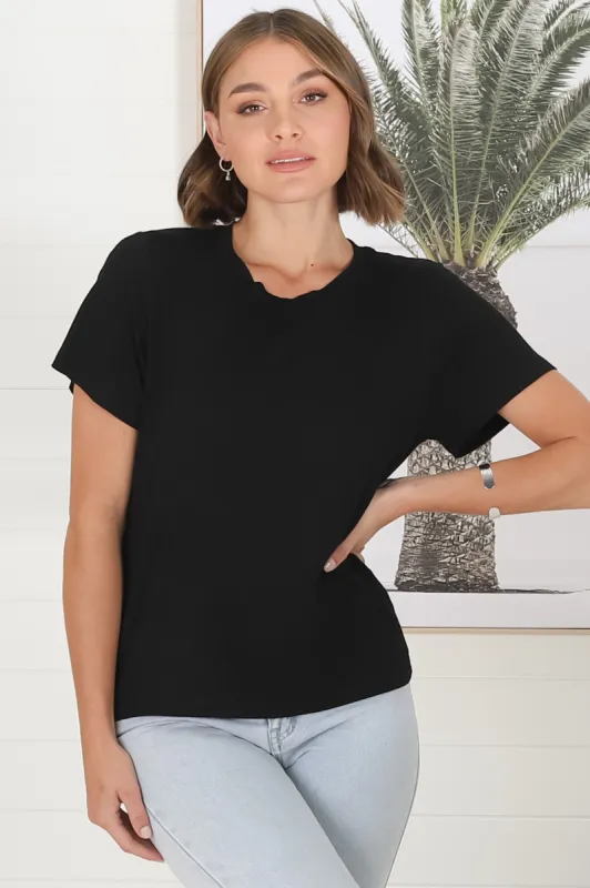 Luma T-Shirt - Relaxed Crew Neck Short Sleeve Tee in Black sold by Salty Crush