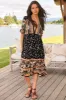 Eve Midi Dress - V Neck Tiered Dress with Option Waist Tie in Eternity Print sold by Salty Crush