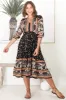 Eve Midi Dress - V Neck Tiered Dress with Option Waist Tie in Eternity Print sold by Salty Crush