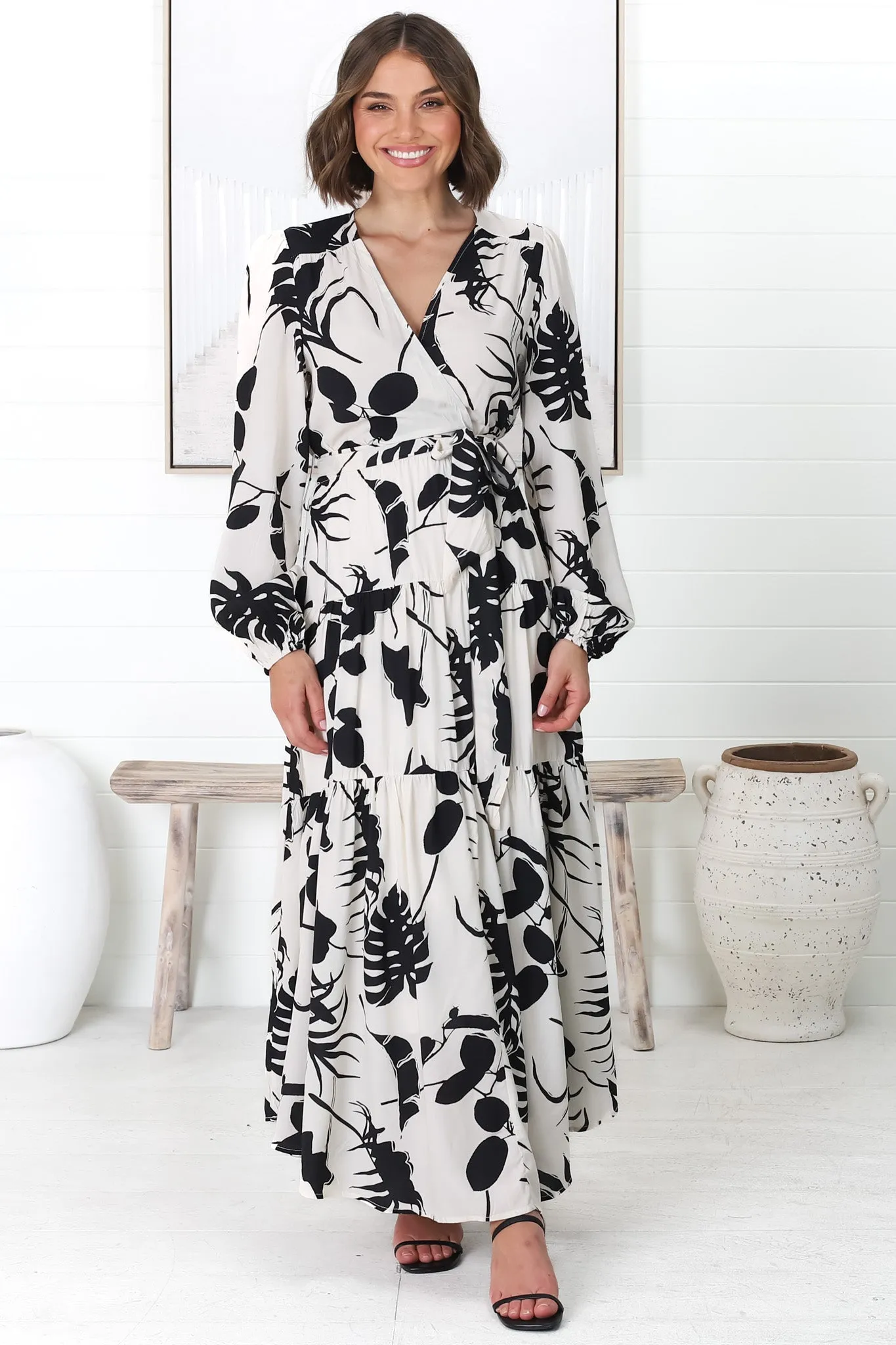 Marilou Maxi Dress - Cross Bodice A Line Dress with Belt in Laya Print sold by Salty Crush product image thumbnail 3