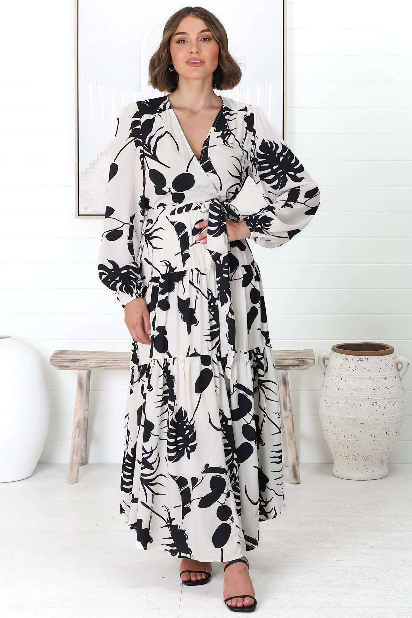 Marilou Maxi Dress - Cross Bodice A Line Dress with Belt in Laya Print sold by Salty Crush product image thumbnail 5