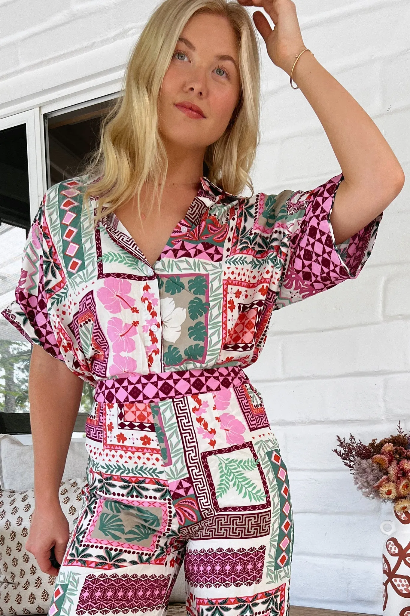 JAASE - Lola Shirt: High-Low Button Down Shirt in Aelia Print sold by Salty Crush product image thumbnail 2