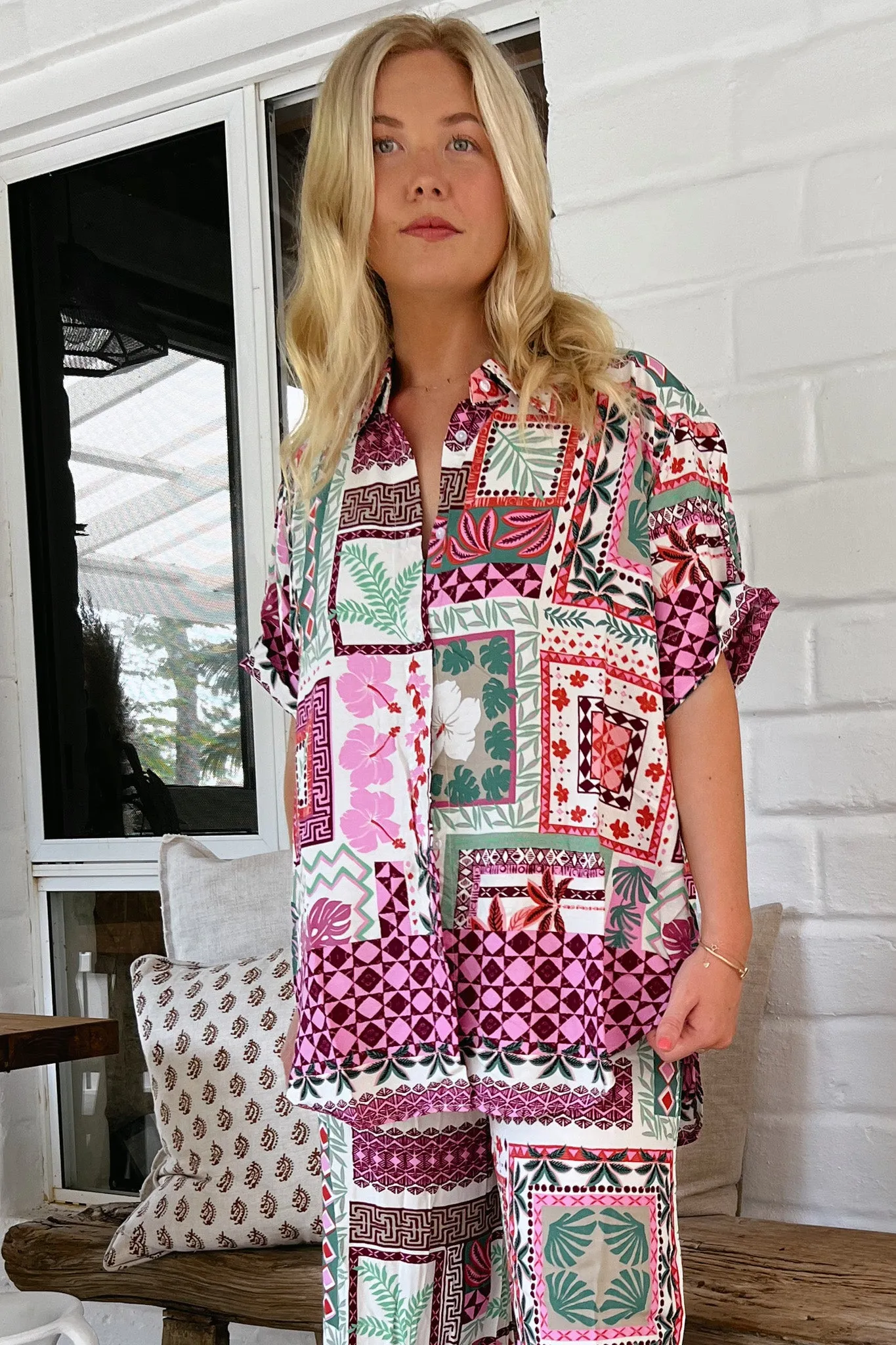 JAASE - Lola Shirt: High-Low Button Down Shirt in Aelia Print sold by Salty Crush product image thumbnail 5