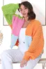 Stacey Cardigan - Waffle Knit Colour Block Crop Cardigan in Orange sold by Salty Crush