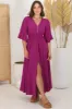 Alba Maxi Dress - Buttoned Bodice A Line Dress With Flute Sleeves In Magenta sold by Salty Crush