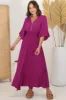 Alba Maxi Dress - Buttoned Bodice A Line Dress With Flute Sleeves In Magenta sold by Salty Crush