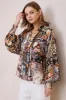 Aralyn Blouse - Balloon Sleeve Button Down Shirt in Elaine Print sold by Salty Crush