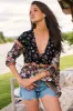 JAASE - Palas Top: V Neck Slouch Blouse with Criss Coss Bust Tie In Eternity Print sold by Salty Crush
