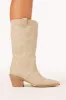 Dariel Boots - Mid Calf Western Boots in Taupe Nubuck sold by Salty Crush