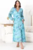 Helia Midi Dress - V Neck A Line Dress with Cinched Waist in Leilah Print Blue sold by Salty Crush