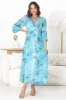Helia Midi Dress - V Neck A Line Dress with Cinched Waist in Leilah Print Blue sold by Salty Crush