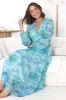 Helia Midi Dress - V Neck A Line Dress with Cinched Waist in Leilah Print Blue sold by Salty Crush