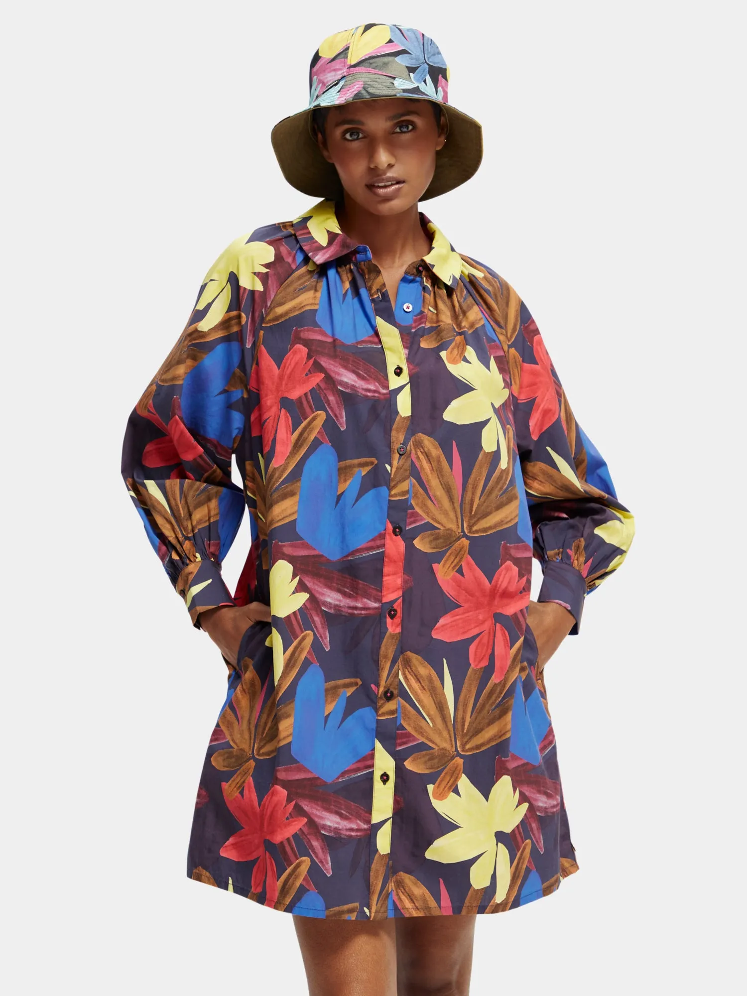 Printed mini organic cotton shirt dress sold by Scotch and Soda