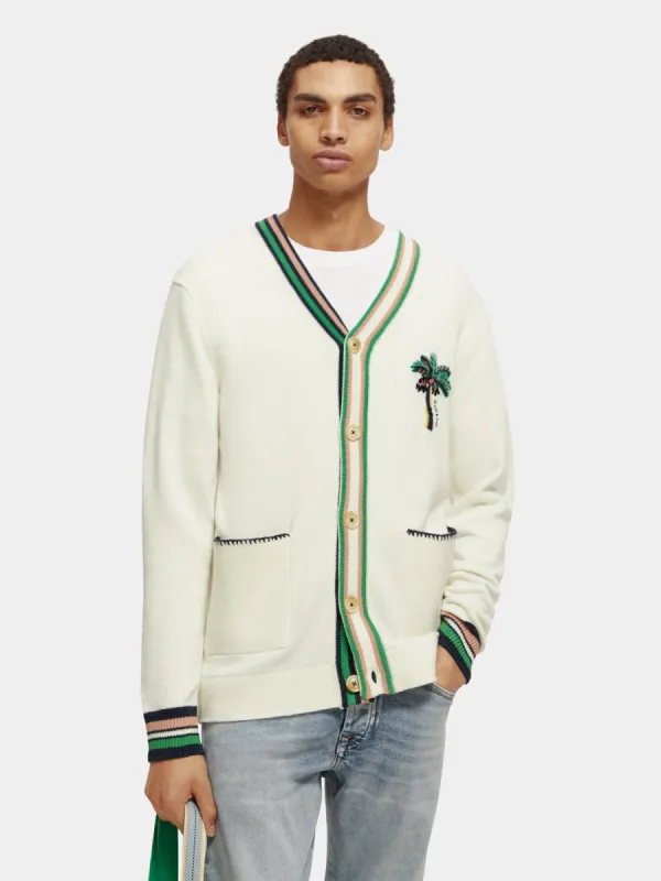 College cardigan with embroidery sold by Scotch and Soda