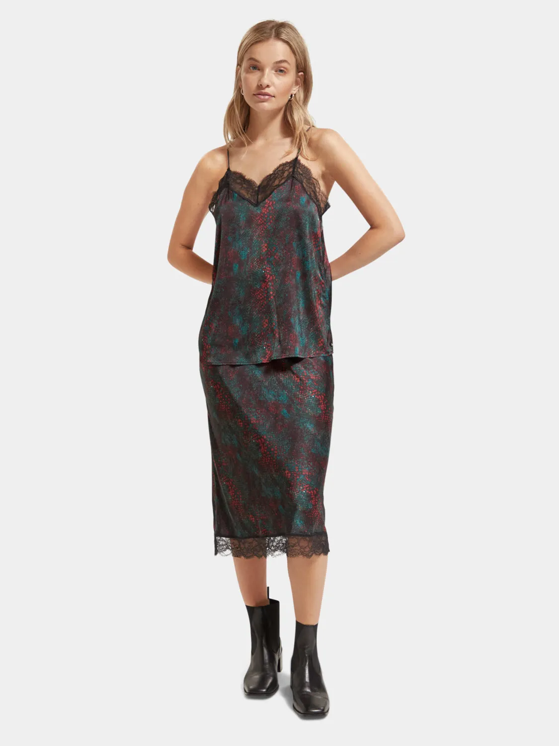 Satin midi skirt with lace sold by Scotch and Soda product image thumbnail 5