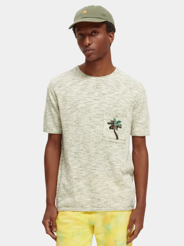 Melange linen blend knitted t-shirt made by Scotch & Soda
