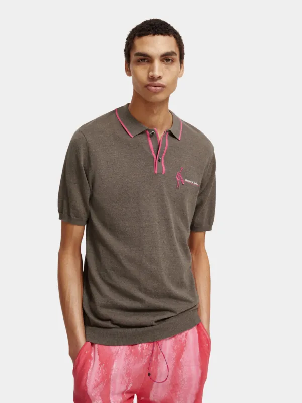 Regular-fit knitted polo shirt sold by Scotch & Soda