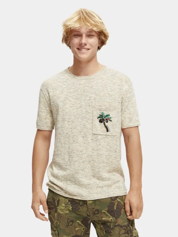 Melange linen blend knitted t-shirt sold by Scotch and Soda